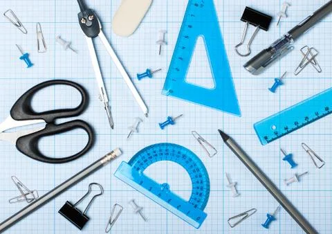 Set of stationery for drawing Stock Photos