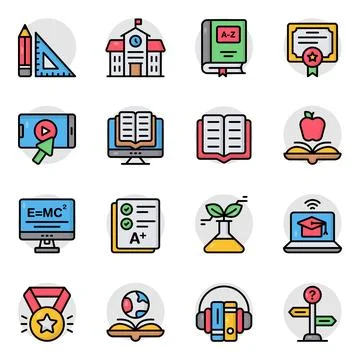 Set of Stationery Flat Icons Stock Illustration