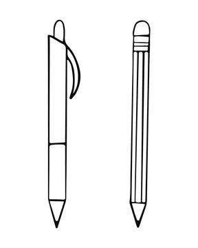 Set of stationery in hand drawn doodle style Stock Illustration