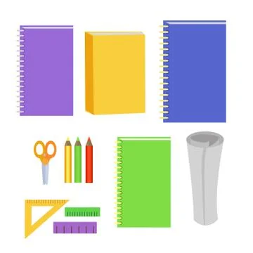 Set of Stationery Office Elements. Workplace Tools 스톡 일러스트