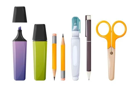 A set of stationery for school, office. Vector illustration Stock Illustration