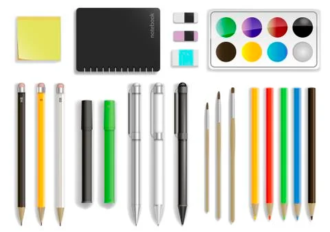 Set of stationery in vector Stock Illustration