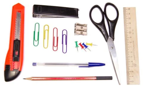 Set of stationery on white background Stock Photos