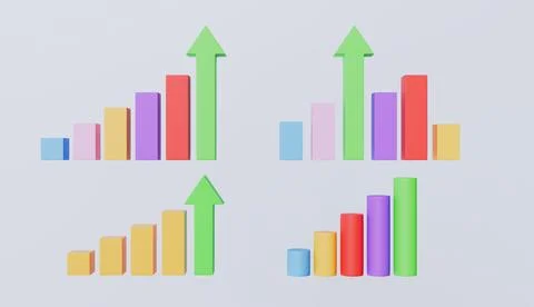 Set of statistic bar chart, data analysis, bar chart mock up, blank bar Stock Illustration