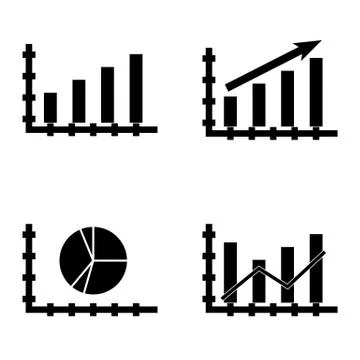 Set Of Statistics Icons On Pie Chart, Dynamics Graph, Statistics Growth And M Stock Illustration