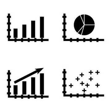 Set Of Statistics Icons On Pie Chart, Statistics Growth, Plotter Point Chart  Illustrazione stock