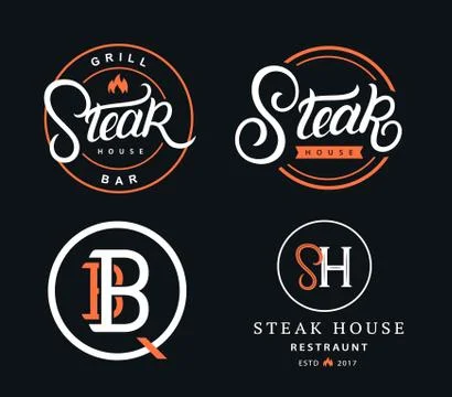 Set of Steak House logos 库存插图
