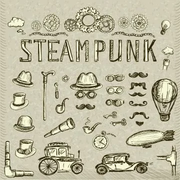 Set Steampunk collection Illustrazione stock