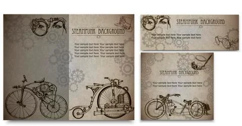 Set steampunk style frame steampunk background. Stock Illustration