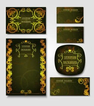 Set steampunk style frame steampunk background for design Stock Illustration