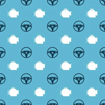 Set Steering wheel and Check engine on seamless pattern. Vector 스톡 일러스트