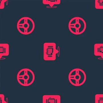 Set Steering wheel and Check engine on seamless pattern. Vector 스톡 일러스트