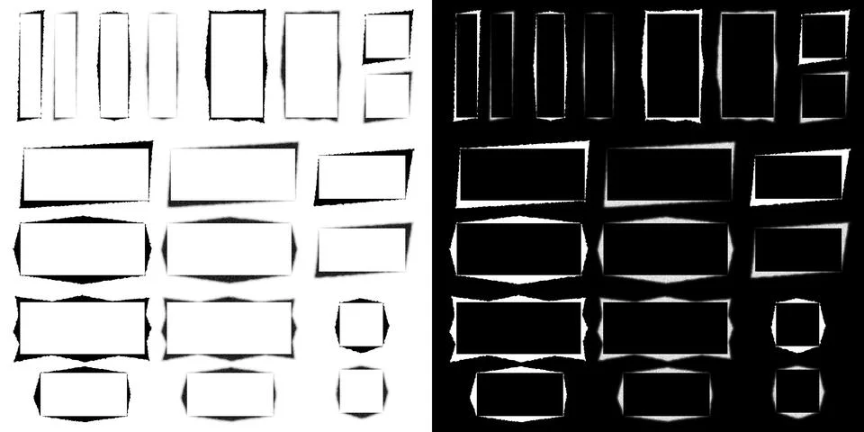 Set of stencil frames with splatter grunge effect, rectangular graffiti 스톡 일러스트