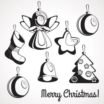 Set of stencils of Christmas decorations. Vector illustration Stock Illustration