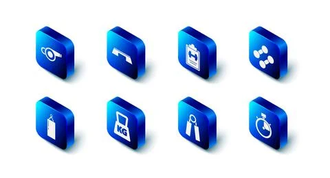 Set Step platform, Sport training program, Dumbbell, Stopwatch, expander, Weight Stock-Illustration
