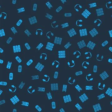 Set Stereo speaker, Headphones, Server, Data, Web Hosting and Remote control  Illustrazione stock