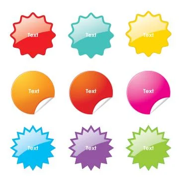 Set of Sticker rounded corner and Starburst label shape template Vector Stock Illustration
