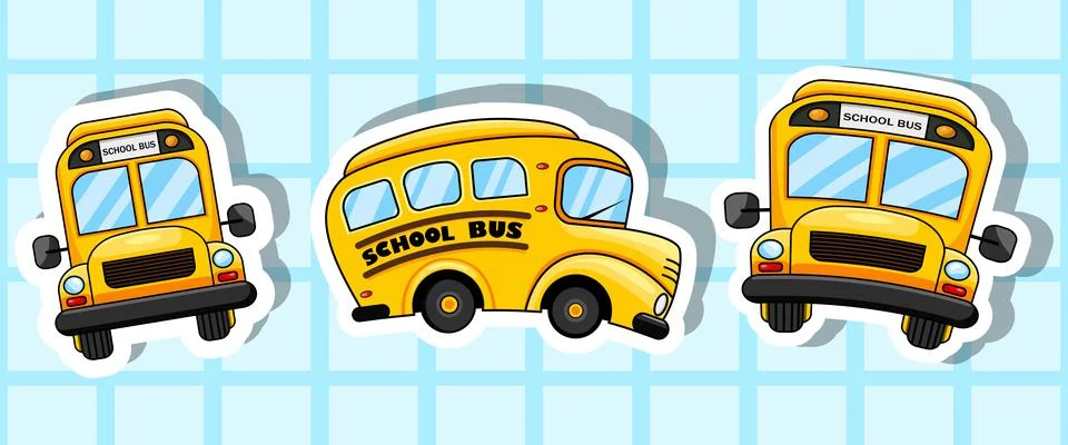 Set Of Sticker School Bus  Vector Stock Illustration
