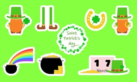 Set sticker for st. Patrick's Day. Stock Illustration