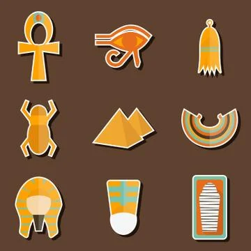 Set of stickers on ancient Egypt theme Stock Illustration