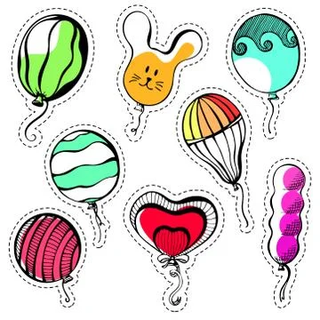 Set of stickers. Balls of different shapes and colors. Stock Illustration
