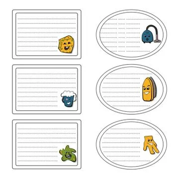 Set of stickers of the cleanup concept. Stock Illustration