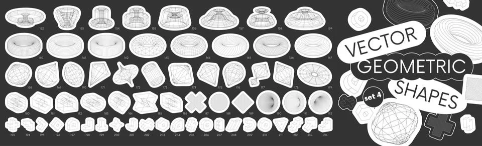 Set stickers with different linear form inspired by brutalism, distortion a.. Stock Illustration