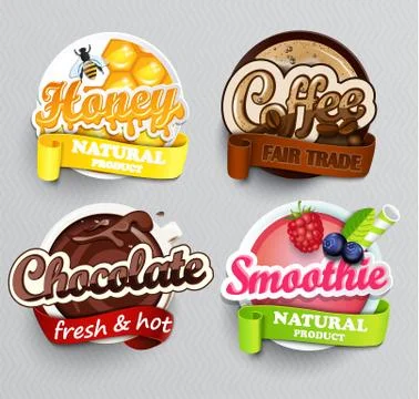 Set of stickers for drinks. Stock-Illustration