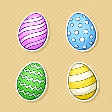 Set of stickers of Easter eggs Stock Illustration