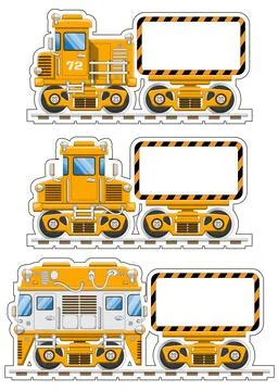 A set of stickers with freight trains. Stock Illustration
