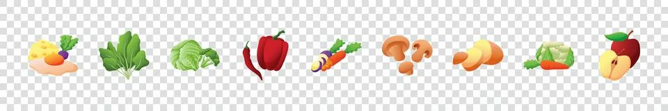 Set of Stickers Fruit and Vegetable Stock Illustration
