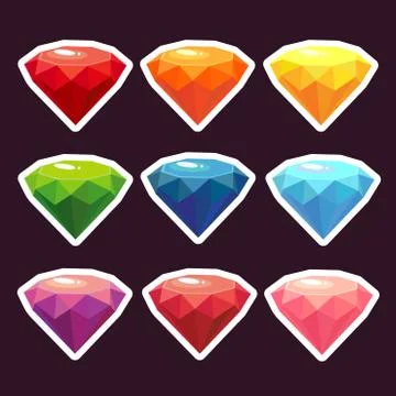 A set of stickers with gems Illustrazione stock
