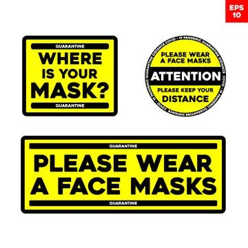 Set of stickers with an inscriptions for security measures during a pandemic Stock Illustration