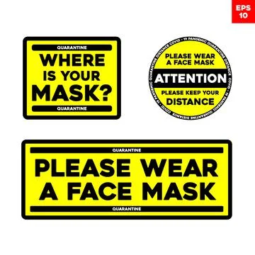 Set of stickers with an inscriptions for security measures during a pandemic Stock Illustration