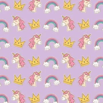 Set of stickers kawaii pattern background 스톡 일러스트