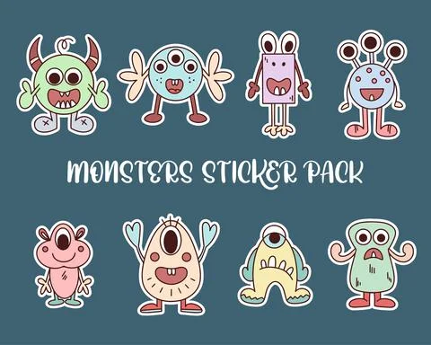 Set of stickers monsters Stock Illustration