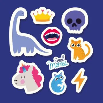 Set of stickers over blue background Stock Illustration