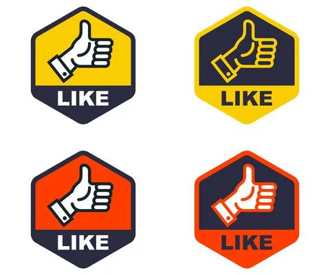 A set of stickers to put a like. the icon is a thumbs up. Stock Illustration