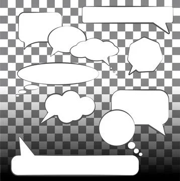 Set stickers of speech bubbles, dialogue boxes for communication or thought Stock Illustration