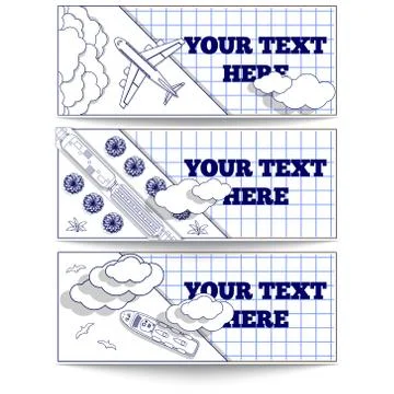 Set of stickers on the theme of transport. Stock Illustration