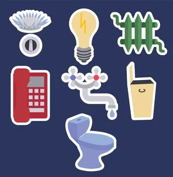 A set of stickers on the theme of utility bills. Ilustração Stock