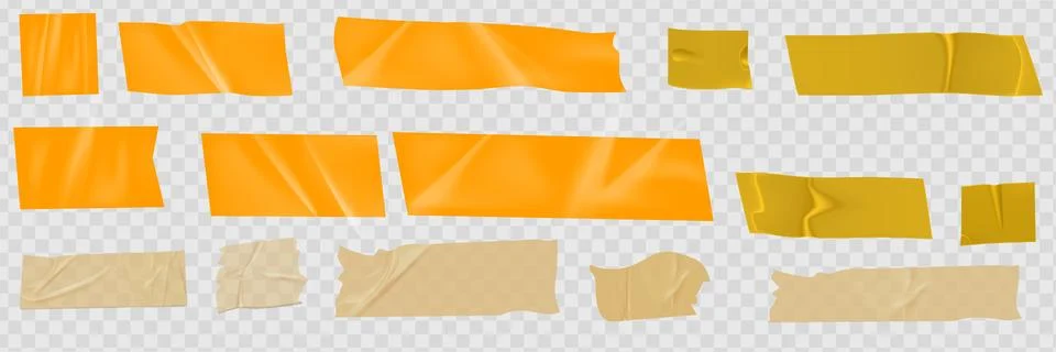 Set of sticky notes, realistic adhesive tape pieces vector illustration. 스톡 일러스트