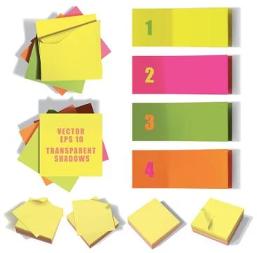 Set of sticky notes. Vector illustration with transparencies. Eps 10. Illustrazione stock
