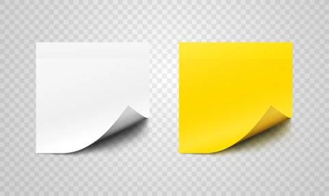 Set of sticky paper sheets with curl on corners Stock Illustration