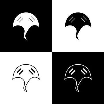 Set Stingray icon isolated on black and white background. Vector. Illustrazione stock