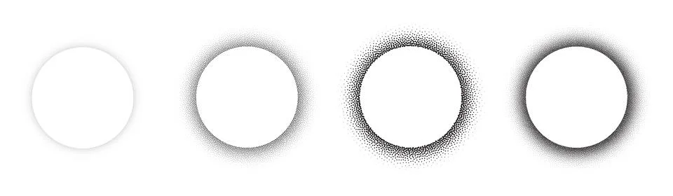Set of stippling round frames. Vector dotted circles Illustrazione stock