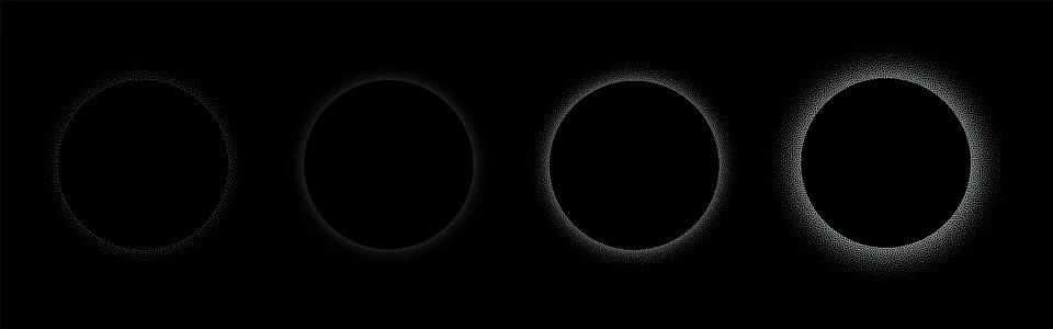 Set of stippling round frames. Vector dotted circles Illustrazione stock