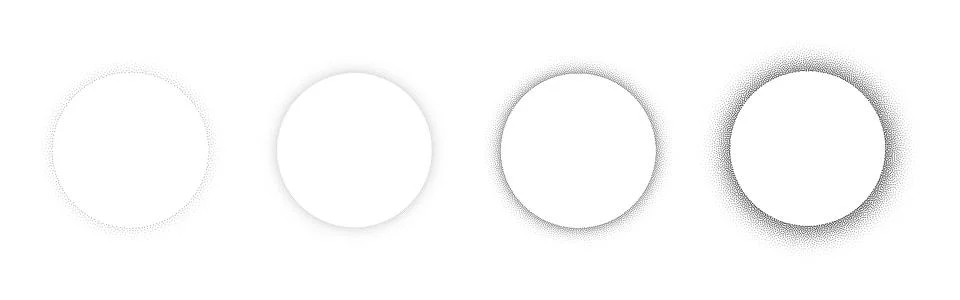 Set of stippling round frames. Vector dotted circles Stock Illustration
