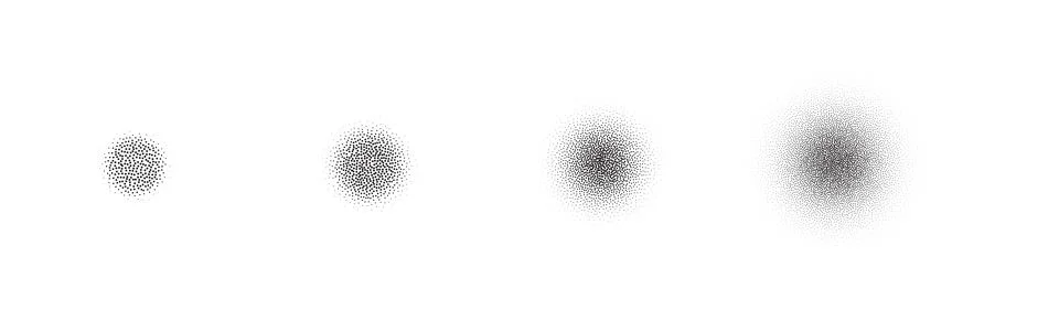 Set of stippling round shapes. Vector dotted circles Stock Illustration