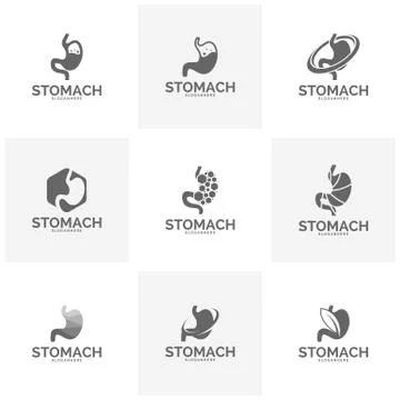 Set of Stomach Logo Template Design Vector, Stomach Care logo Design Concept  Stock Illustration